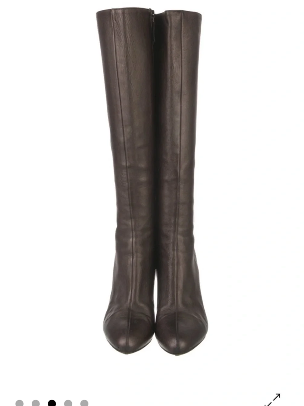 Prada Tall Pointed-Toe Leather Heeled Boots - Brown - Picture 3 of 5